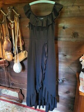 Sexy Black Ruffle Maxi